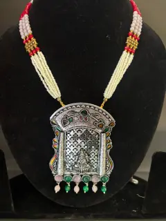 925 Silver Pendant in Black Polish with Blessing Laxmi ji