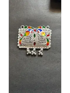 925 Silver Pandant with Peacock and Meena work