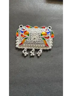 925 Square Pandant with Colourfull Peacock
