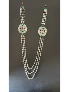 Long Matarmala with Red and Green Stone Work