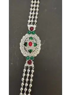 Long Matarmala with Red and Green Stone Work