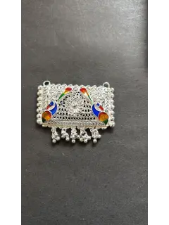 925 Square Pandant with Double Peacock Design