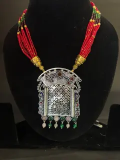 925 Silver Oxidized Pendant with Radha Krishna