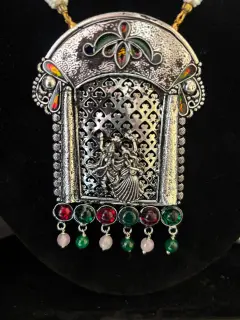 925 Silver Pendant with Blessing of Radha Krishna