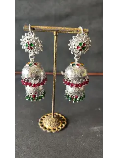 Double Manjit Jhumki with Flowers
