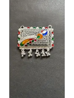 925 Square Pandant with Colourful Meena work